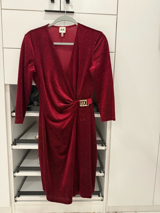 Anne Klein Dresses & Skirts - Anne Klein Sparkle Red Wrap-Style Top with Gold Logo Detail